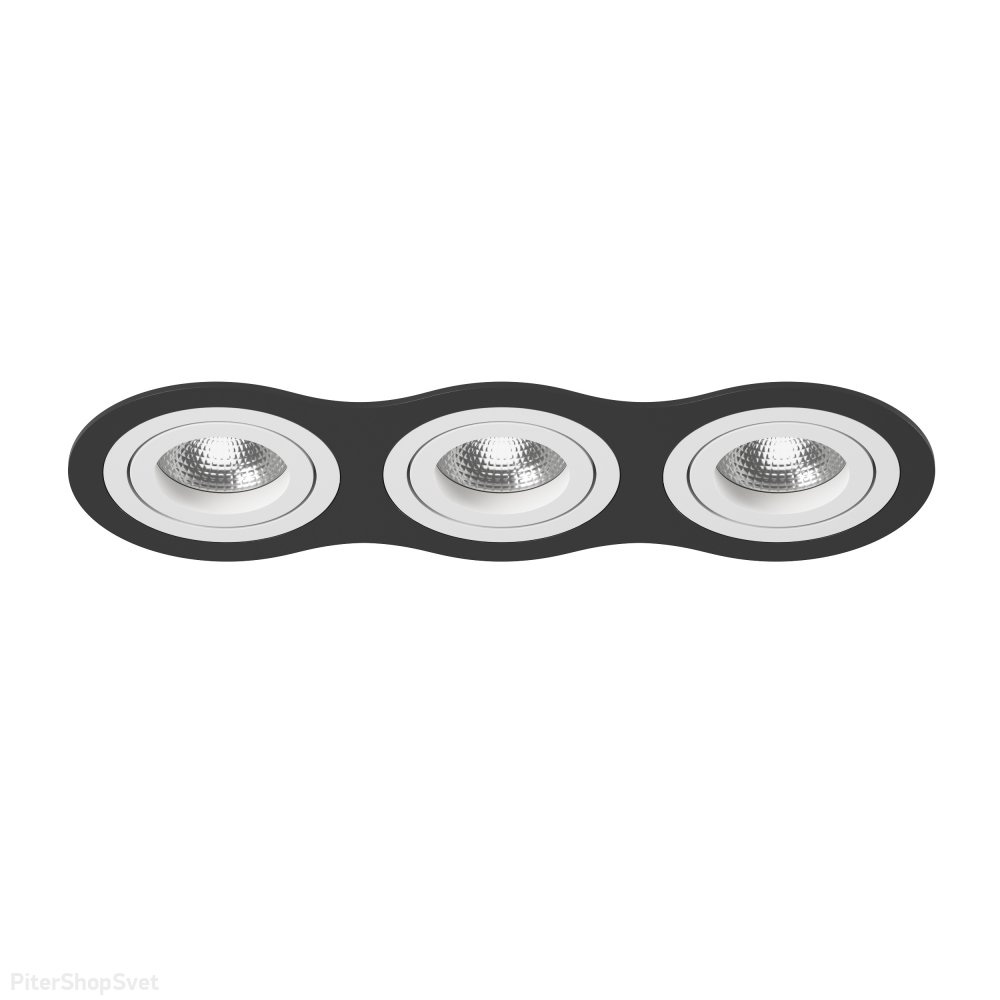 Чёрно-белый тройной встраиваемый круглый поворотный светильник «Intero 16 Triple Round» i637060606