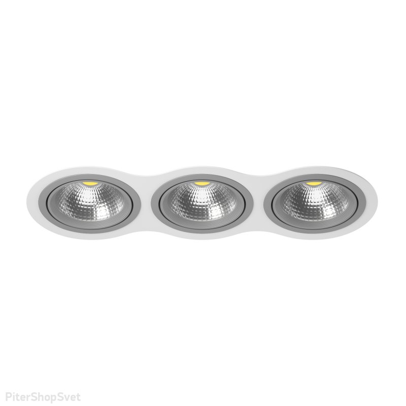 Тройной бело-серый встраиваемый светильник «Intero 111» i936090909
