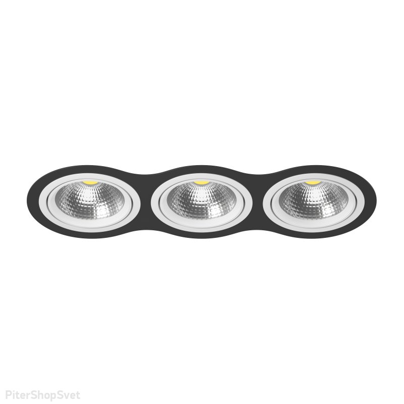Тройной чёрно-белый встраиваемый светильник «Intero 111» i937060606