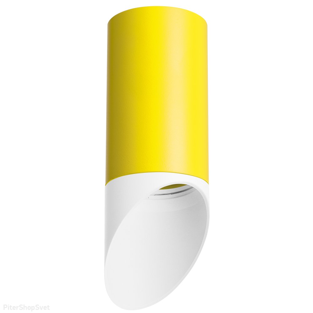 Жёлто-белый накладной потолочный светильник срезанный цилиндр «Rullo» R43336