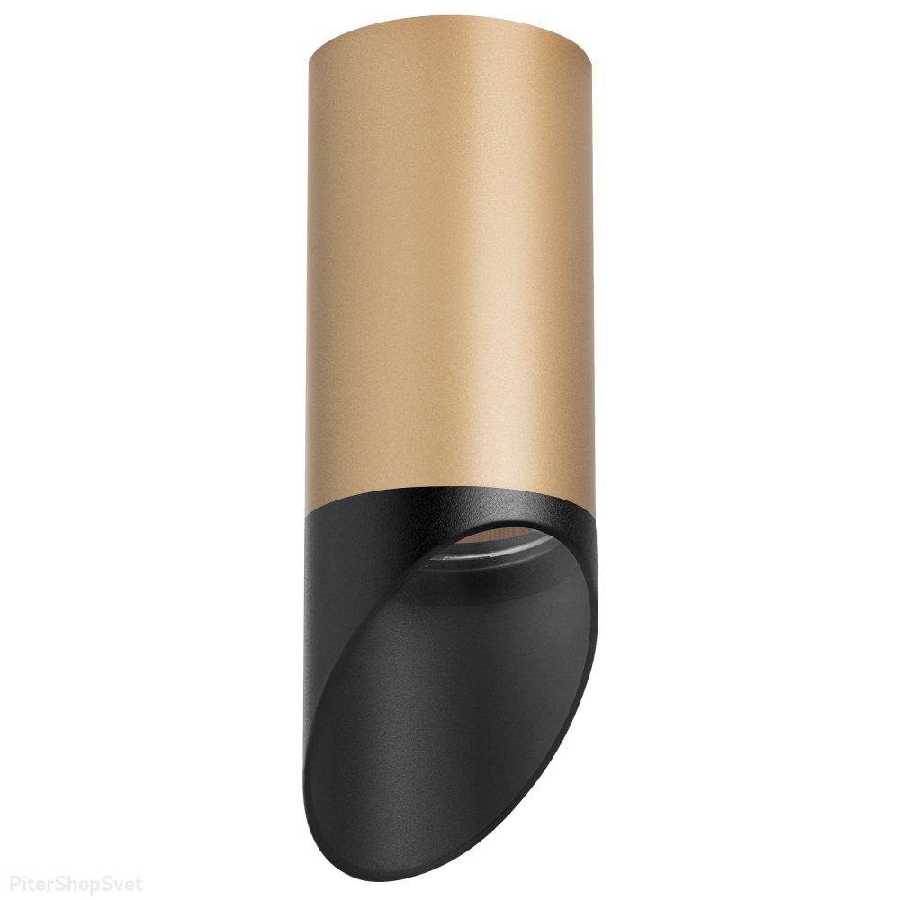Накладной потолочный светильник срезанный цилиндр, золотой/чёрный «Rullo» R44037