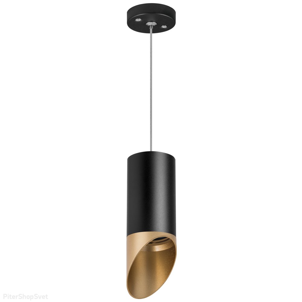 Подвесной светильник срезанный цилиндр, чёрный/золотой «Rullo» RP437140