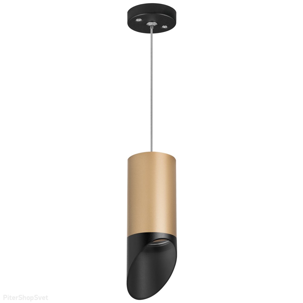 Подвесной светильник срезанный цилиндр чёрный с золотом «Rullo» RP44037