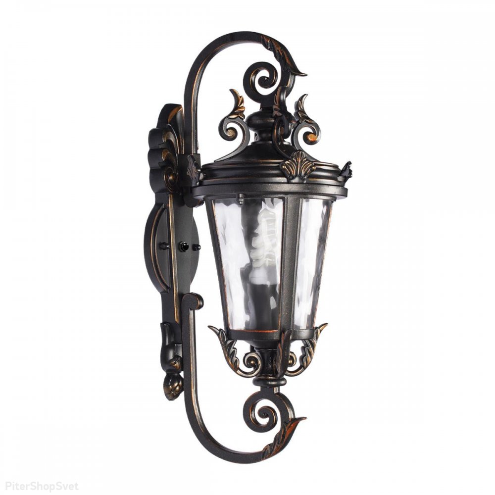 Чёрно-бронзовый уличный настенный светильник фонарь «Verona» 100003W