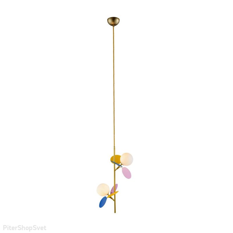 Подвесной светильник 2 шара с разноцветными лепестками «Matisse» 10008/2P mult