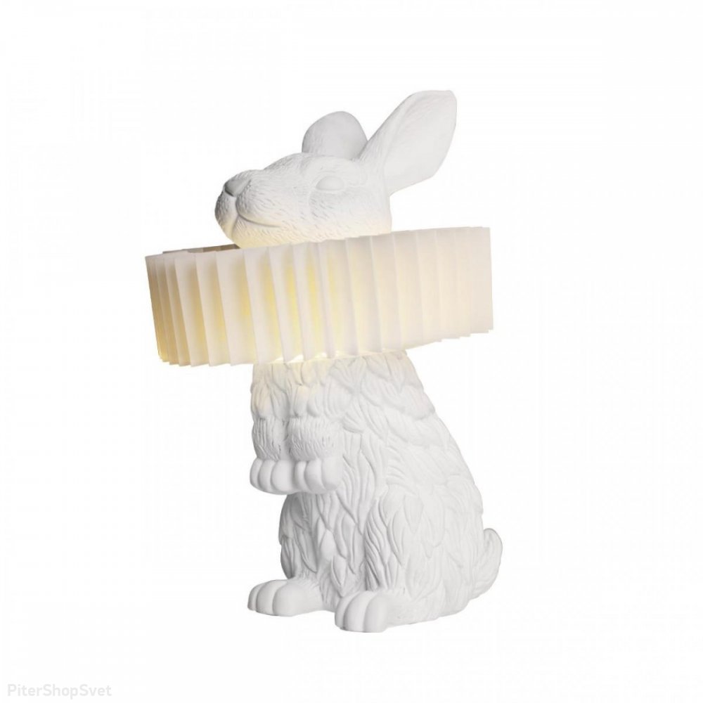 Белая настольная лампа кролик в жабо на задних лапах «Bunny» 10117/A