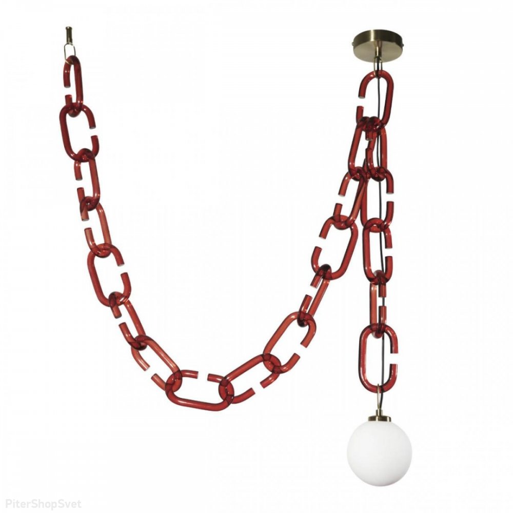 Подвесной светильник шар с красной цепью «Chain» 10128C Red
