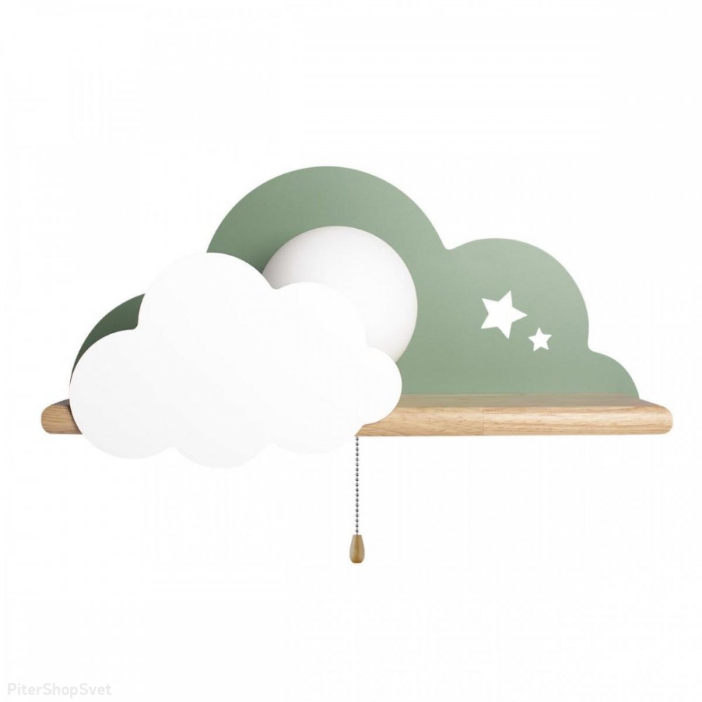 Настенный светильник с полкой зелёное облако «Axel» 10134 Green