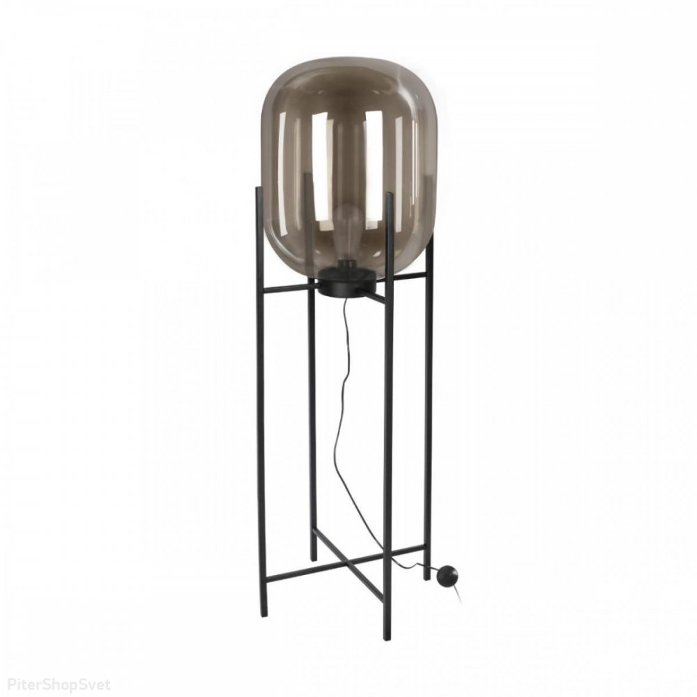 Чёрный торшер с янтарным плафоном бочонок «Oda» 10195F/1400 Amber