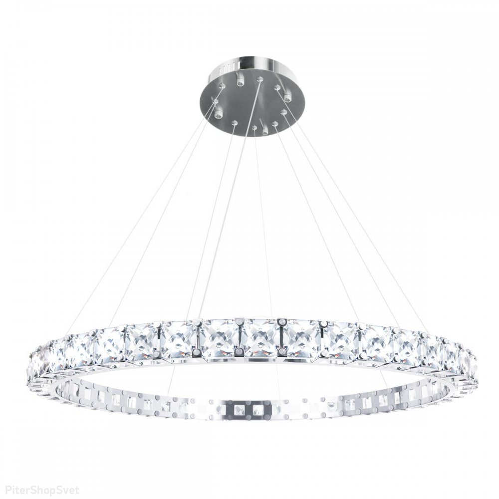 Хрустальная подвесная люстра кольцо 99см 75Вт 3000К «Tiffany» 10204/1000 Chrome