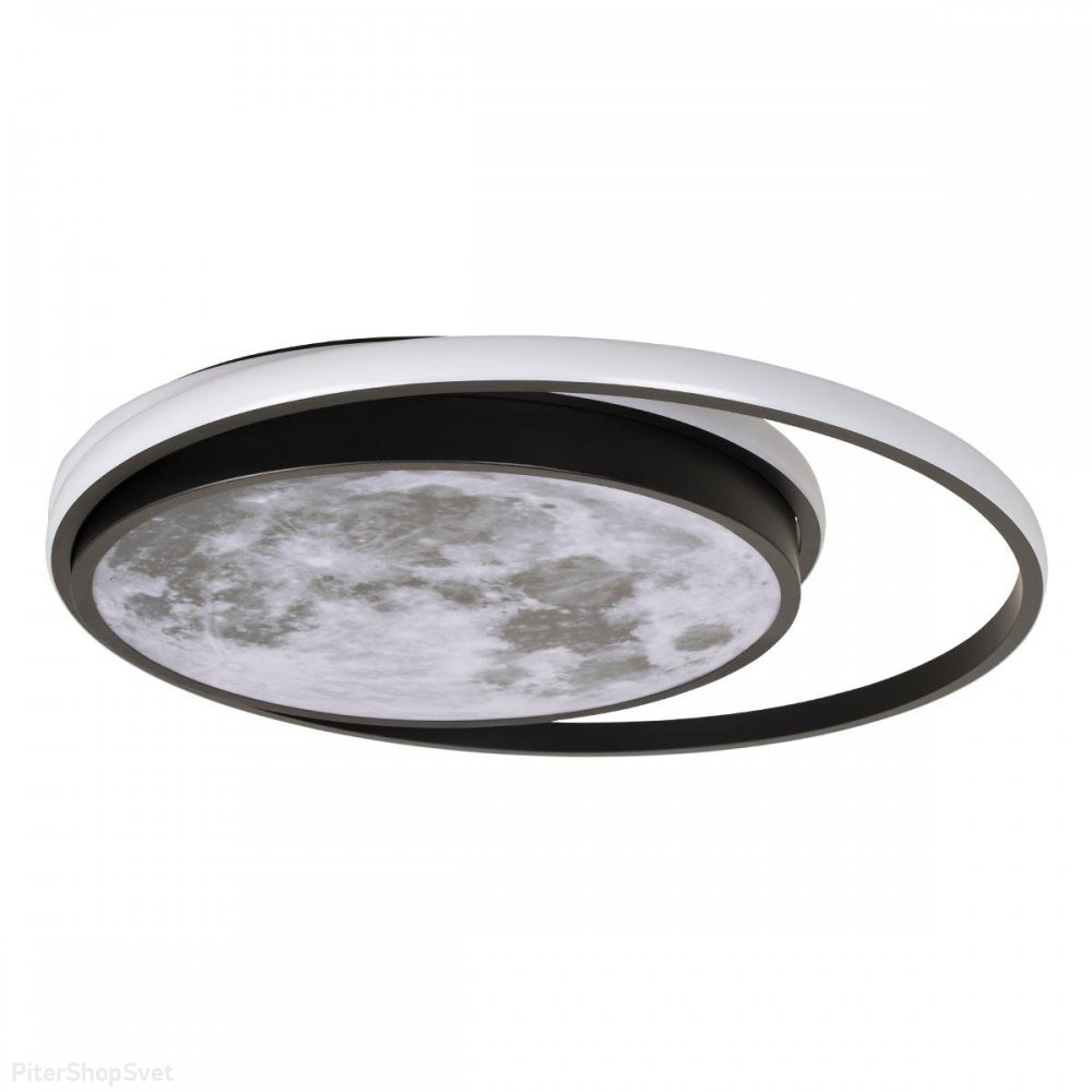 Чёрная потолочная люстра кольца с луной «Luna» 10217