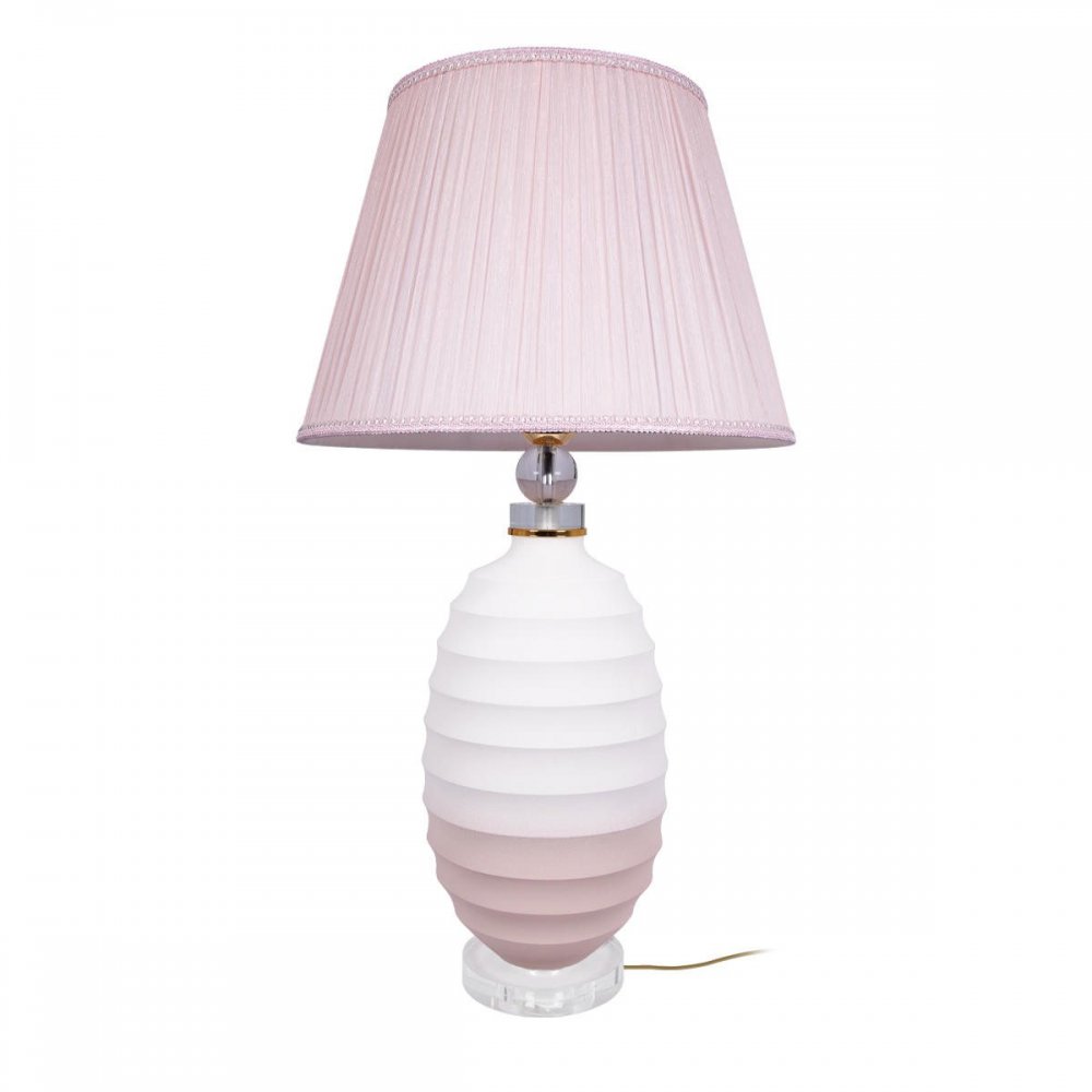 Бело-розовая керамическая настольная лампа с абажуром «Belette» 10261T/L