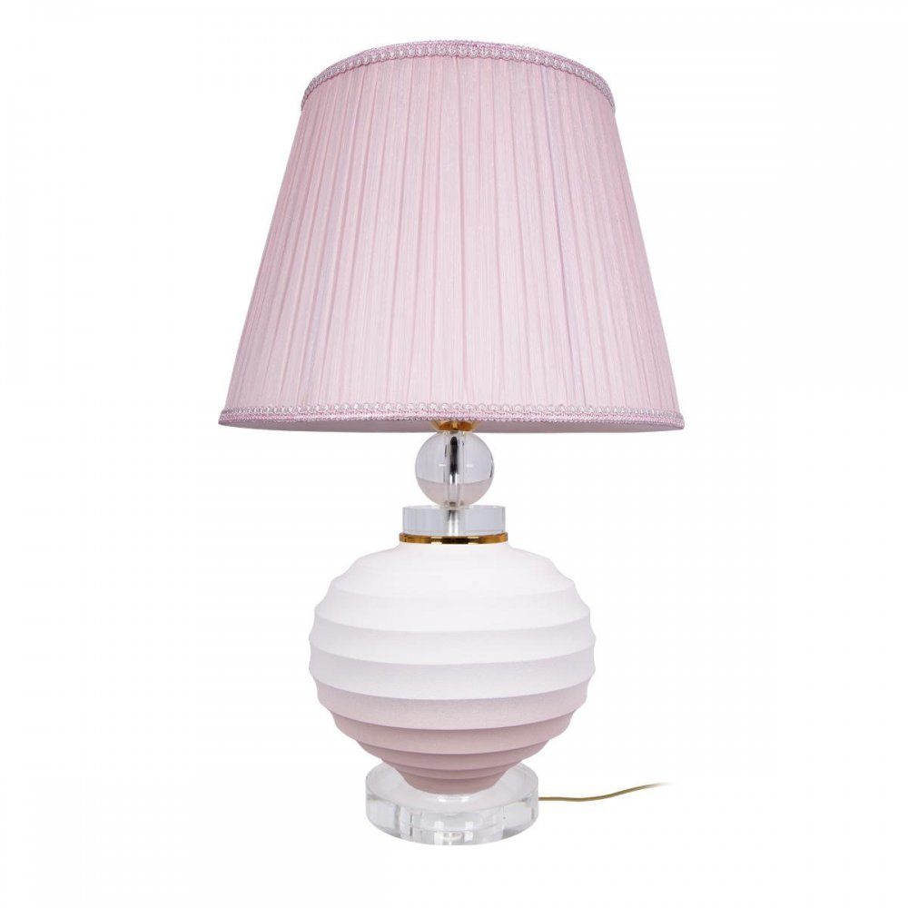 Бело-розовая керамическая настольная лампа с абажуром «Belette» 10261T/S