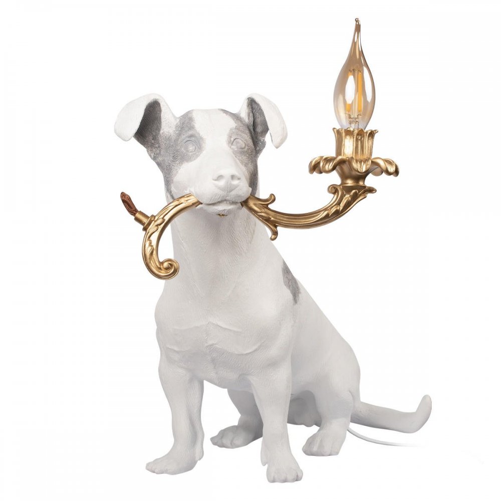 Настольная лампа собака с рожком в пасти «Dog» 10312 Grey