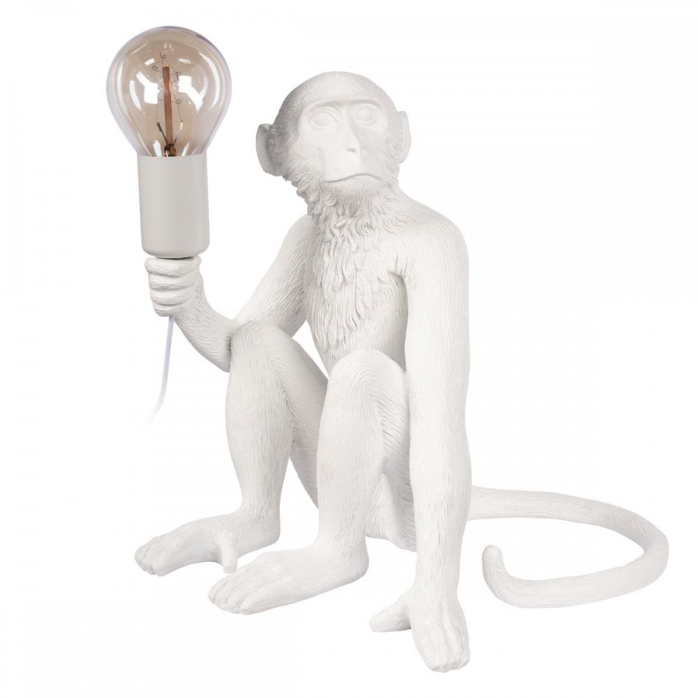 Настольная лампа белая обезьяна сидит с лампочкой в лапе «Monkey» 10314T/A