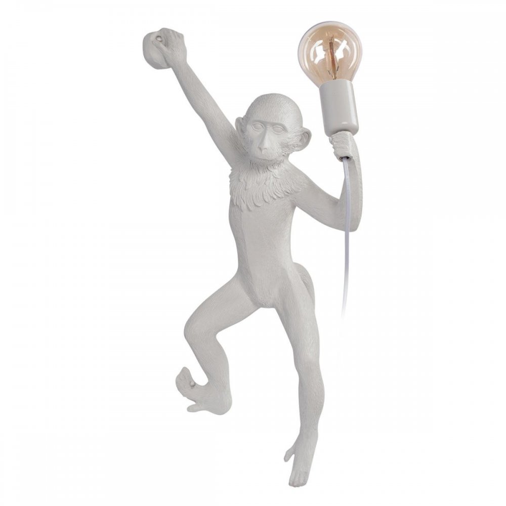 Настенный светильник белая обезьяна с лампочкой в левой лапе «Monkey» 10314W/B