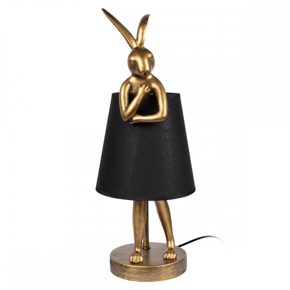 Настольная лампа золотой заяц в чёрном абажуре «Lapine» 10315/A Black