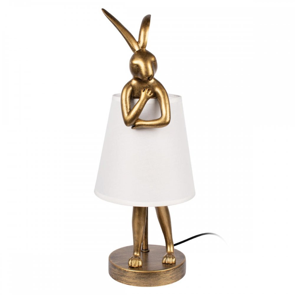 Настольная лампа золотой заяц в белом абажуре «Lapine» 10315/A White