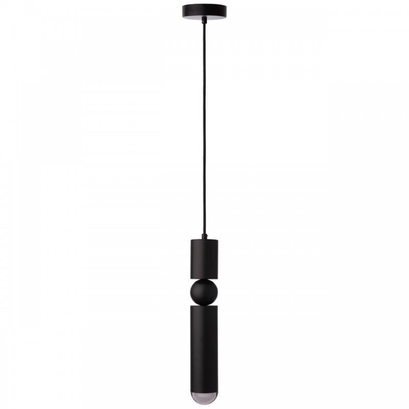 Чёрный подвесной светильник цилиндр с шаром «Lee» 1511-BL