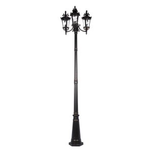 2,3м чёрно-бронзовый уличный столб на три фонаря «Verona»