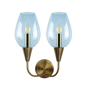 Двойное настенное бра с голубыми плафонами «Viola»