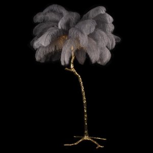 Напольный торшер дерево с перьями «Bijout»