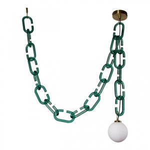 Подвесной светильник шар с зелёной цепью «Chain»
