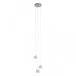 Тройной хрустальный подвесной светильник с круглым хромированным основанием «Rain»