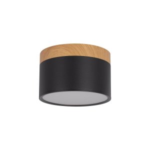 12Вт чёрно-древесный накладной потолочный светильник цилиндр 4000К «Grape»