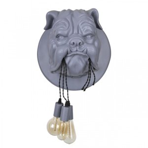 Серый настенный светильник голова бульдога «Bulldog»