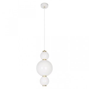 Подвесной светильник три шара 14Вт 4000К, золотой/белый «Pearls»