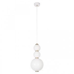 Подвесной светильник три шара 14Вт 4000К, белый/золотой «Pearls»