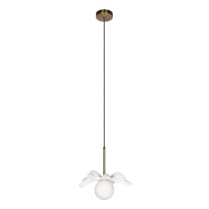 подвесной светильник с плафоном шар и белыми лепестками «Monro»