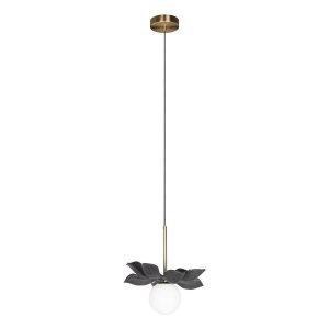 подвесной светильник с плафоном шар и чёрными лепестками «Monro»