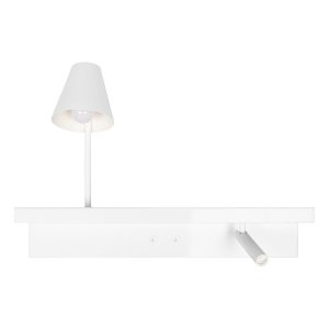 Белый настенный светильник с полкой и лампой для чтения «Shelf»