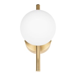 Золотой настенный светильник с белым плафоном шар «Tely»