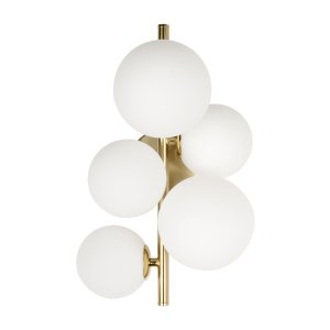 Золотой настенный светильник с белыми плафонами шар «Tely»
