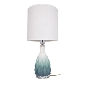 Бело-синяя керамическая настольная лампа с абажуром цилиндр «Mediterraneo»