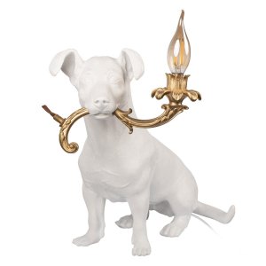 Настольная лампа белая собака с рожком в пасти «Dog»