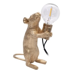 Настольная лампа золотая мышь с лампочкой в лапках «Mouse»