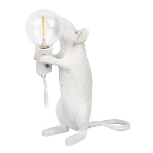 Настольная лампа белая мышь с лампочкой в лапках «Mouse»
