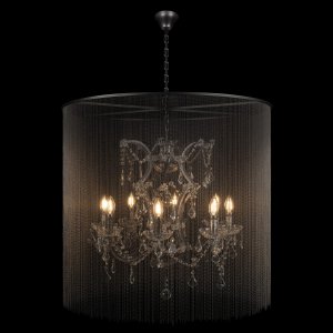 Подвесная люстра свечи с подвесками по кругу «Vaille Crystal»