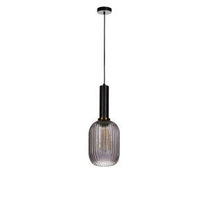 Чёрный подвесной светильник с дымчатым плафоном «Iris»