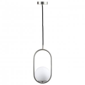 Подвесной светильник цвета никеля с белым шаром в овале «Glob»
