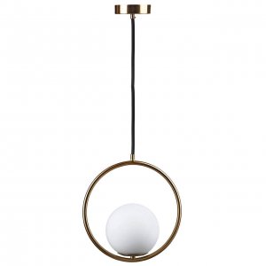 Подвесной светильник цвета меди с белым шаром в кольце «Glob»