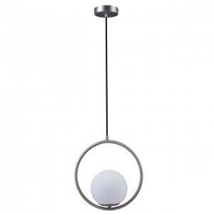 Подвесной светильник цвета никеля с шаром в кольце «Glob»