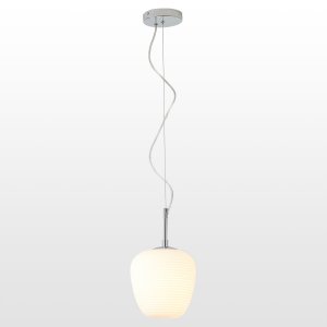 Хромированный подвесной светильник с белым ребристым плафоном «Limestone»