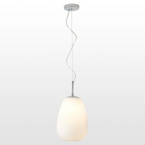 Хромированный подвесной светильник с белым ребристым плафоном «Limestone»