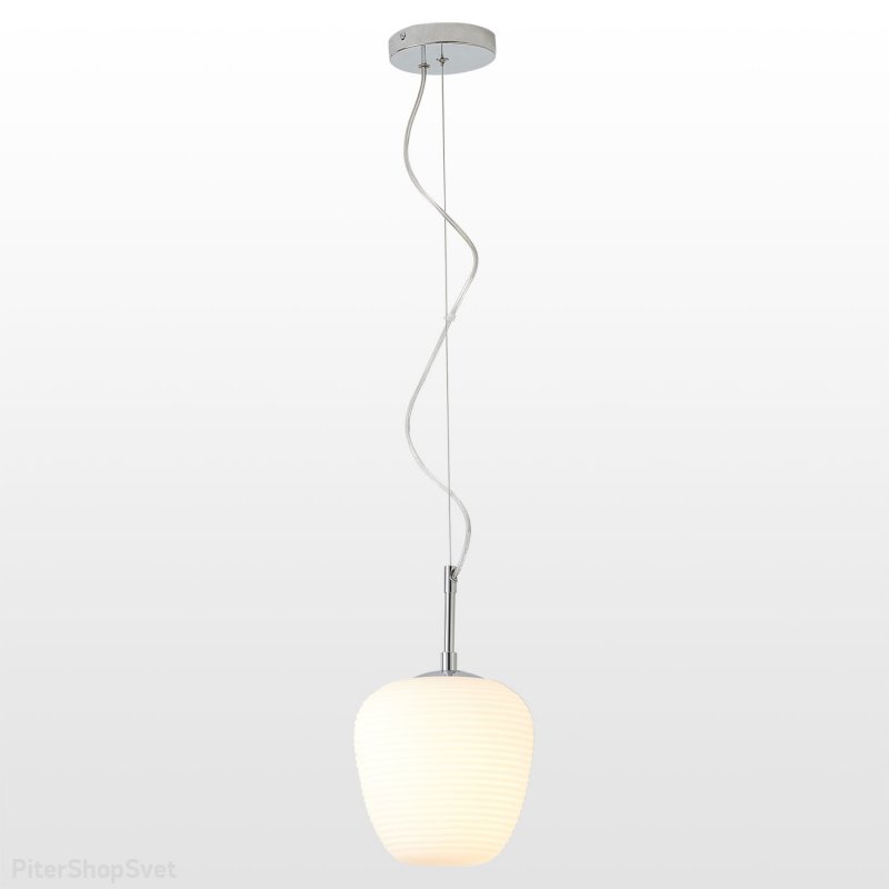 Хромированный подвесной светильник с белым ребристым плафоном «Limestone» LSP-8400