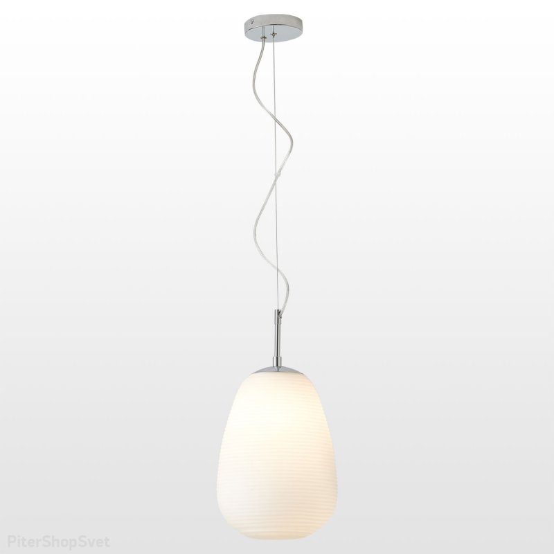 Хромированный подвесной светильник с белым ребристым плафоном «Limestone» LSP-8401